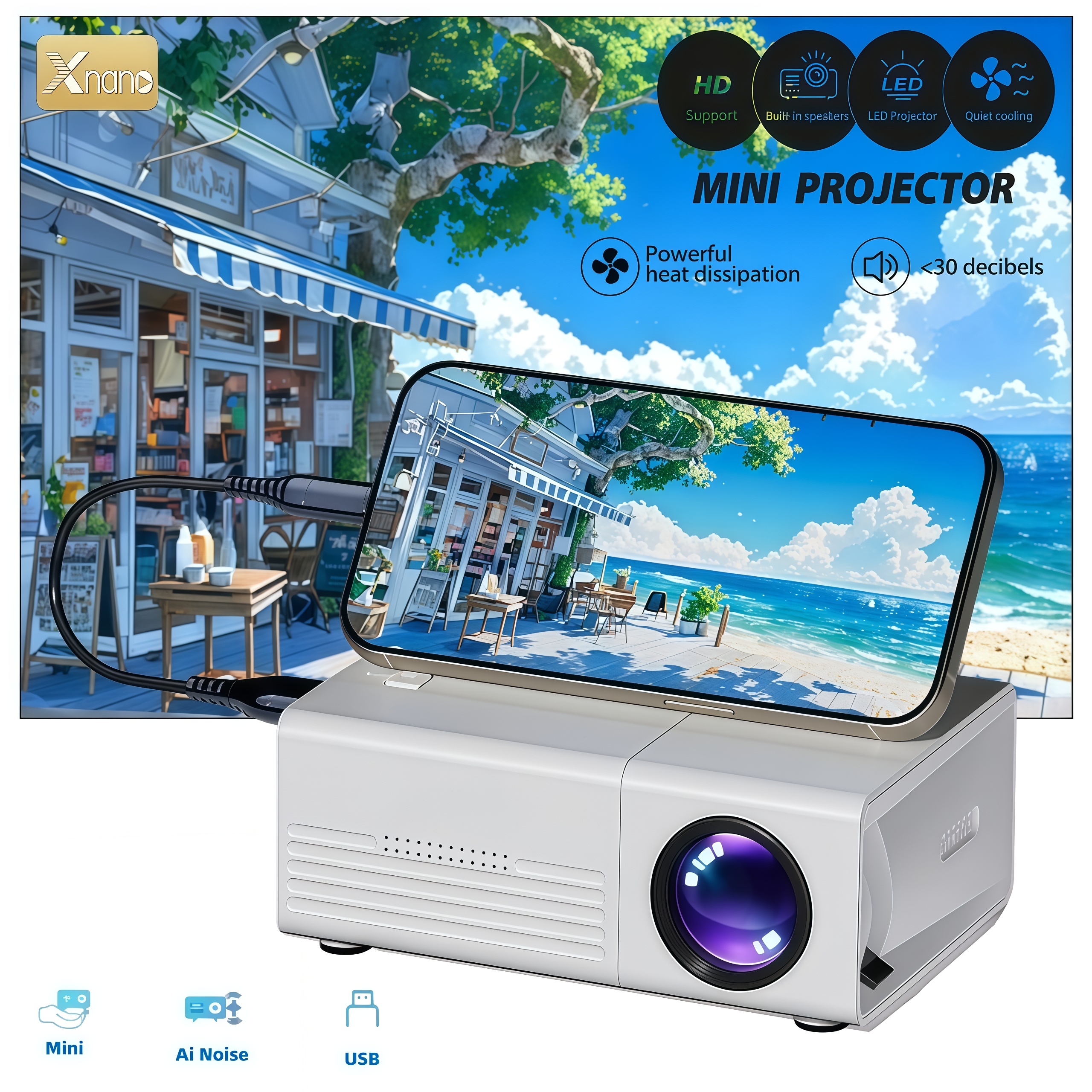 XNANO Q1 Mini Projector Portab - đánh giá và giá Home Cinema Compact