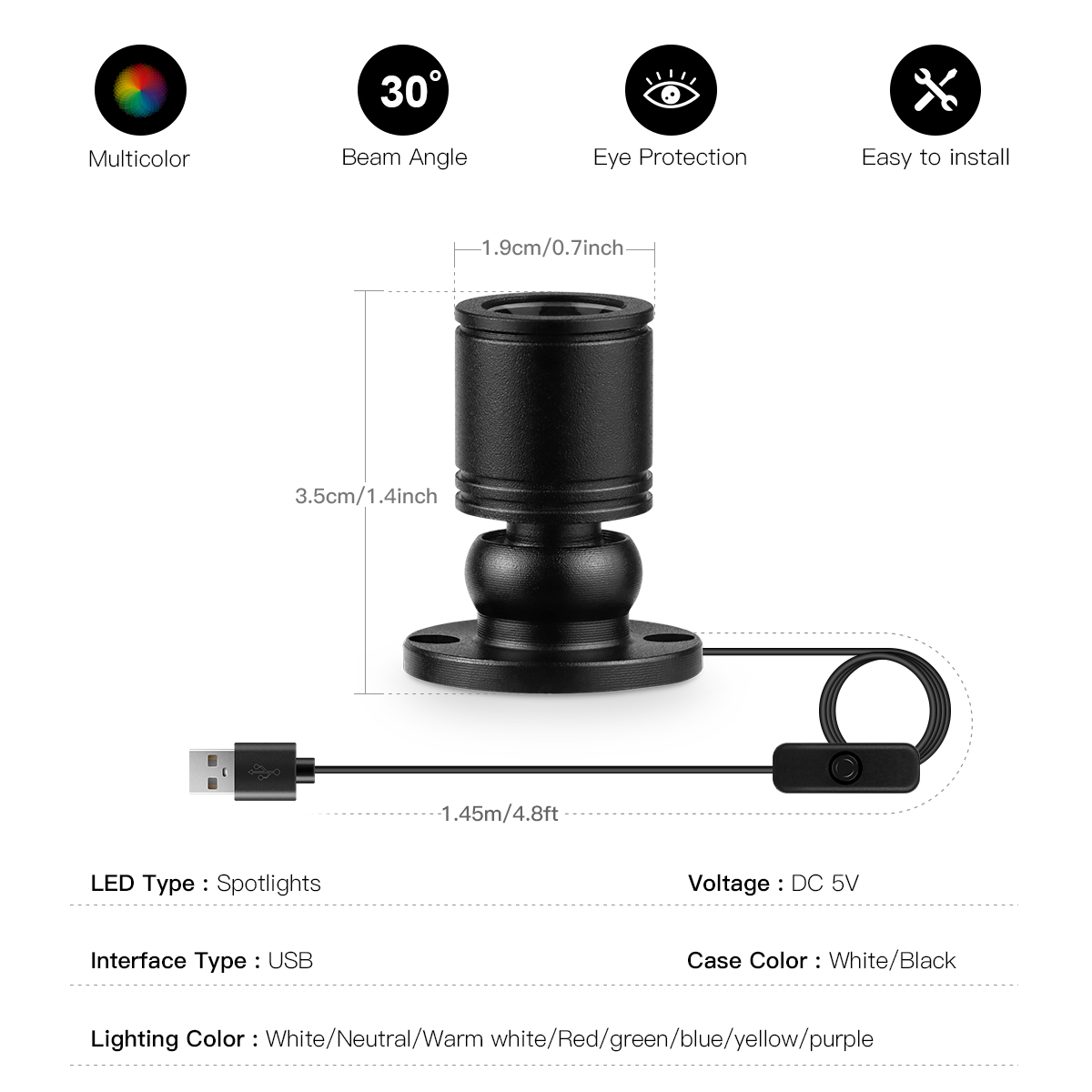 8Colors Mini Spot Light 1W Rot - đánh giá và giá Home Cinema Led